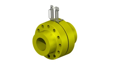 3D render of gasket insertion tool full flange assembly